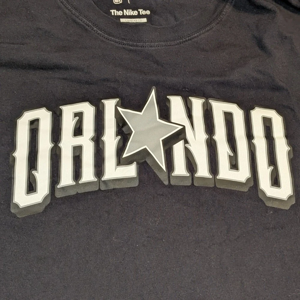 Nike Orlando Magic NBA Long Sleeve Shirt Mens XXL Black Loose Fit Star Graphic